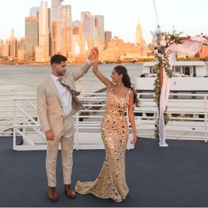 Custom Beige and God Embellished Gown